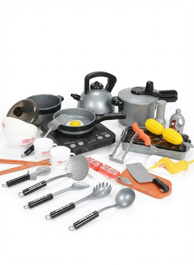 36 Pcs Toy Kitchen Pretend Play Set for Kids - Realistic Plastic Food & Cookware Toys, Educational Role Play Gift for Boys & Girls - Image 2